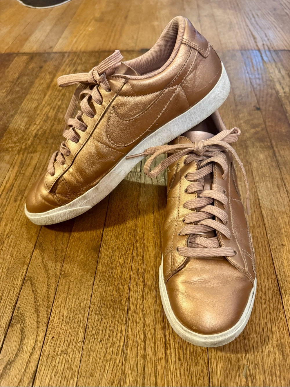 Nike Metallic Rose Gold Low-Top Leather Sneakers